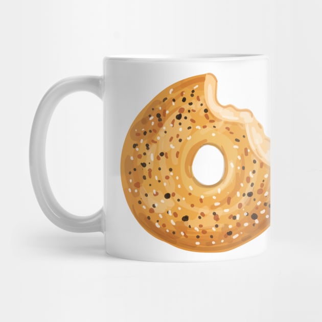 Half eaten bagel watercolor by SouthPrints